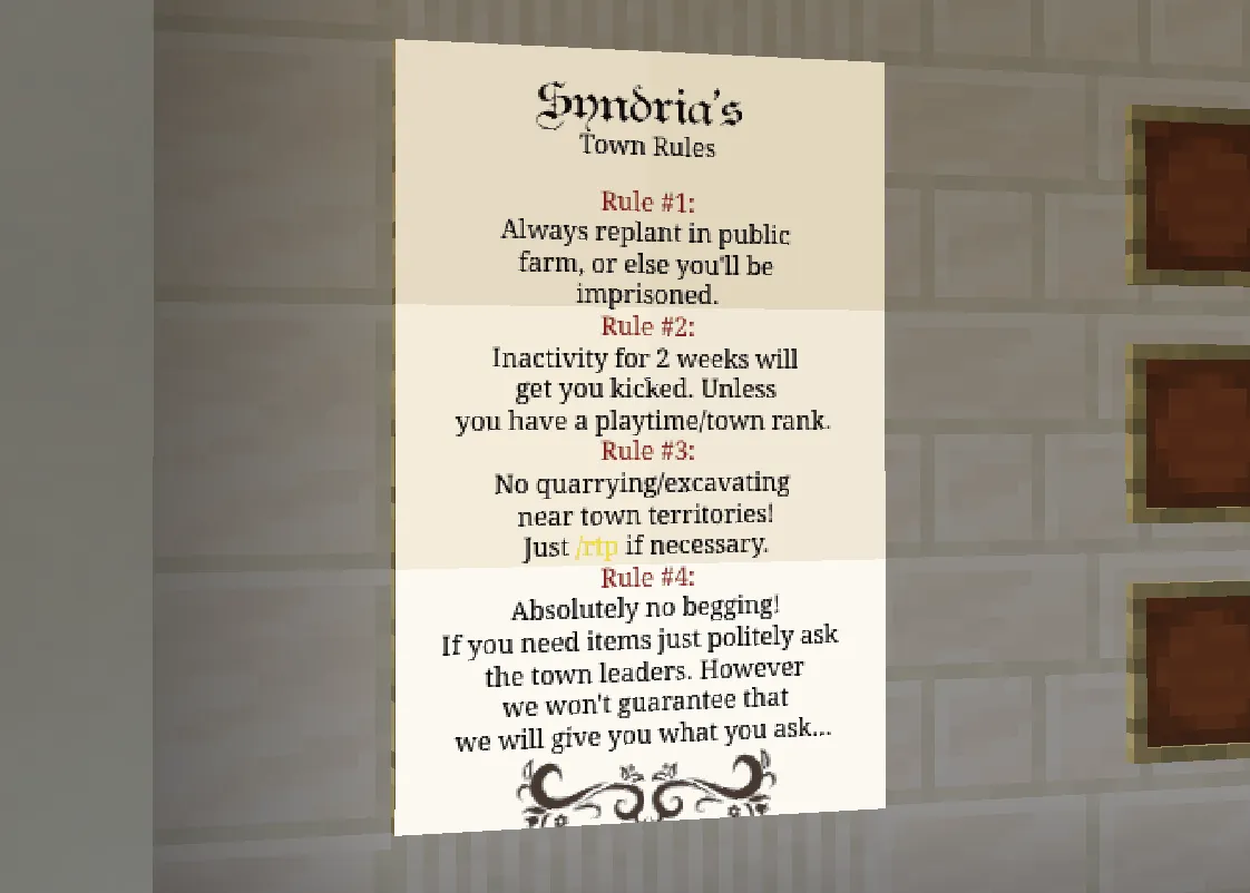 Syndria Town Rules